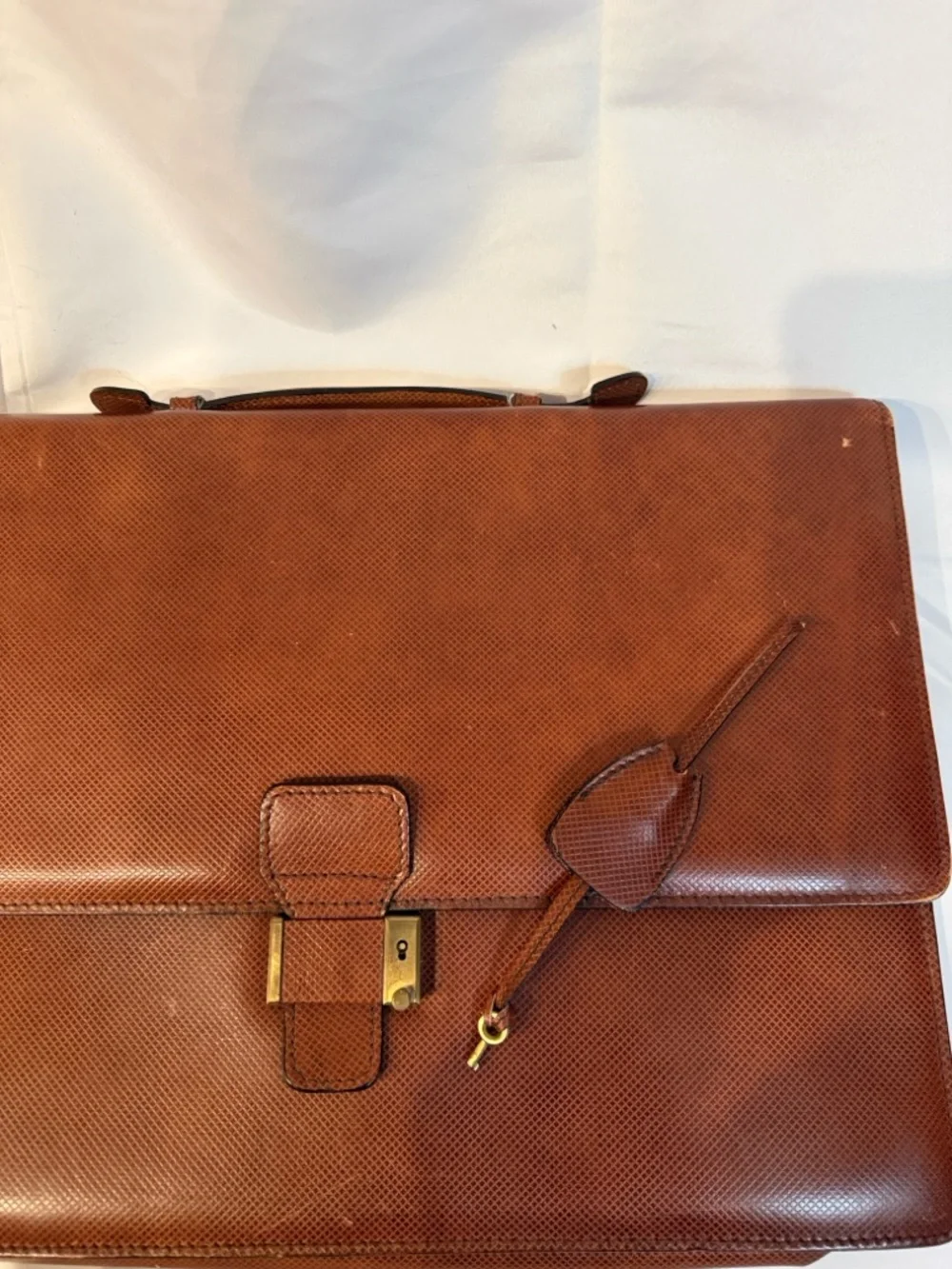 Bottega Veneta Briefcase Leather Cognac Brown, Key & Dust Bag Vintage Luxury